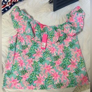 🪷LILLY PULITZER🪷 XL/NWT🪷 ZELDIE ONE SHOULDER TOP🪷 SO SHELLEGANT🪷